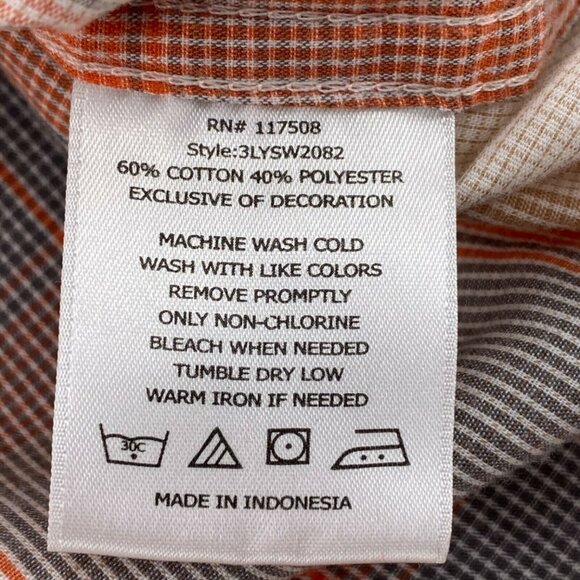 Levis Strauss Mens Shirt Size L Short Sleeve Button Up Collared Plaid Pearl Snap - Picture 5 of 5